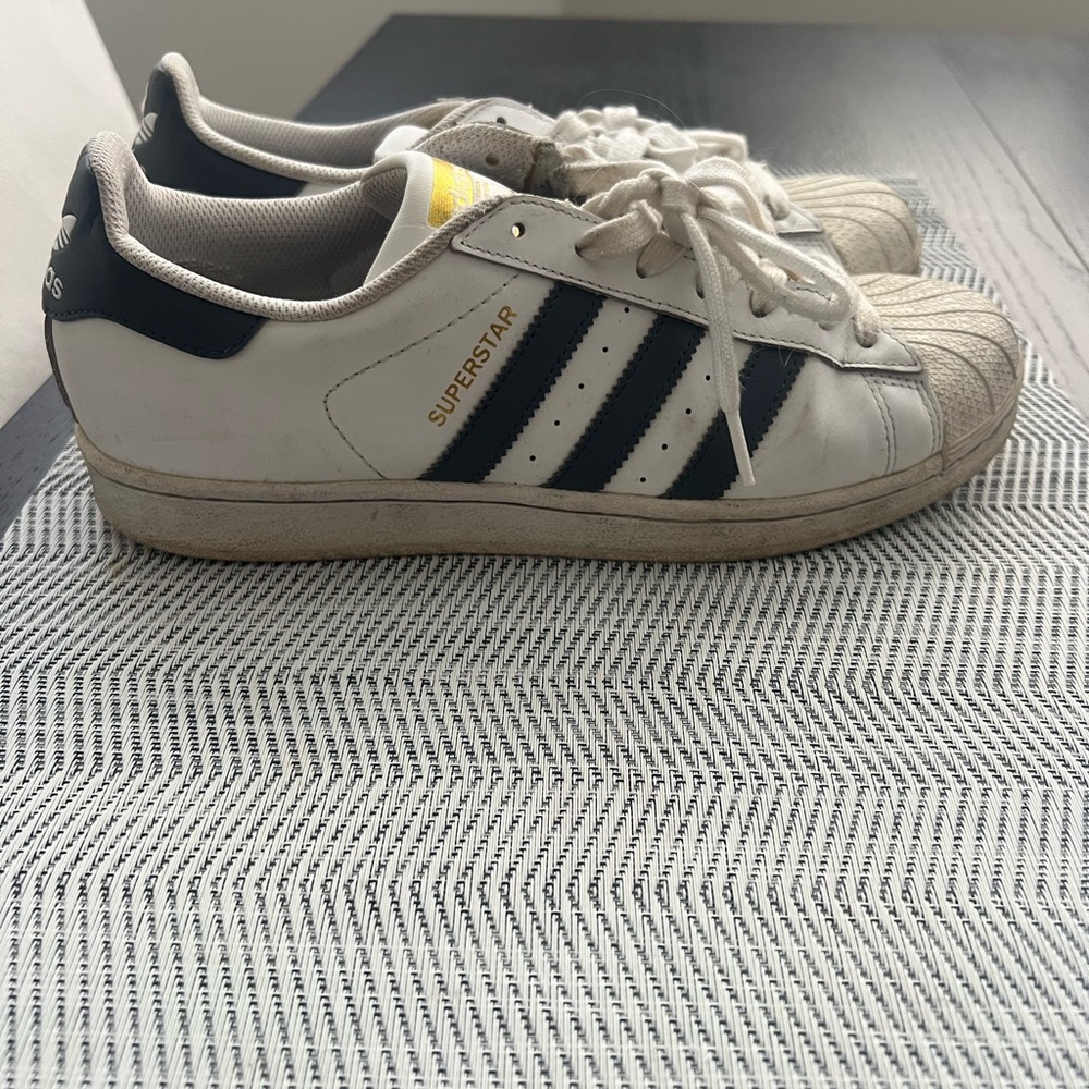 Adidas Superstar OG White Sneakers with Gray Stripes